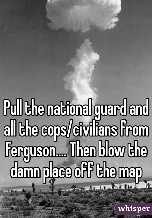 Pull the national guard and all the cops/civilians from Ferguson.... Then blow the damn place off the map 