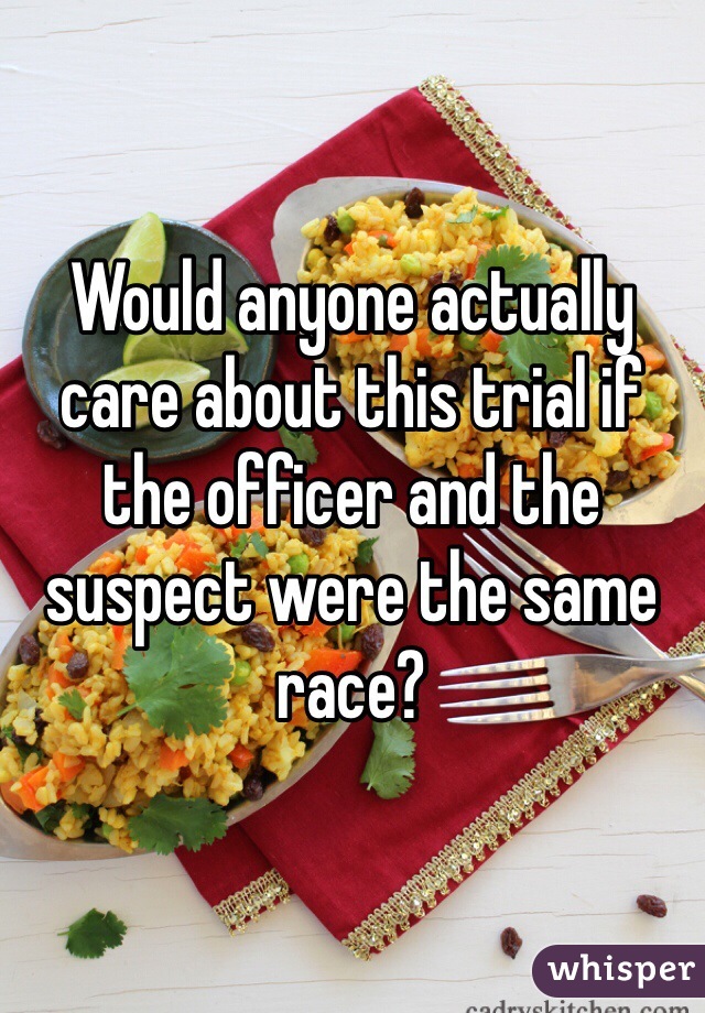 Would anyone actually care about this trial if the officer and the suspect were the same race?