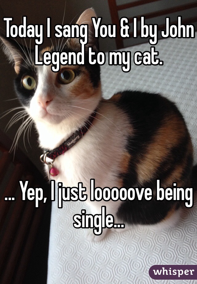 Today I sang You & I by John Legend to my cat.




... Yep, I just looooove being single...