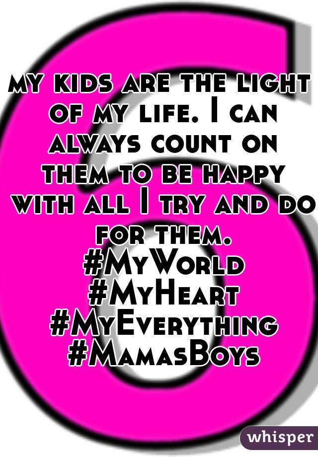 my kids are the light of my life. I can always count on them to be happy with all I try and do for them. #MyWorld #MyHeart #MyEverything #MamasBoys