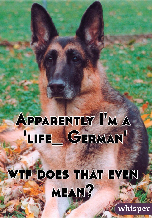 Apparently I'm a
 'life_ German' 

wtf does that even mean?