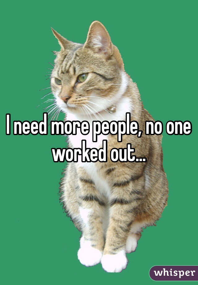 I need more people, no one worked out... 