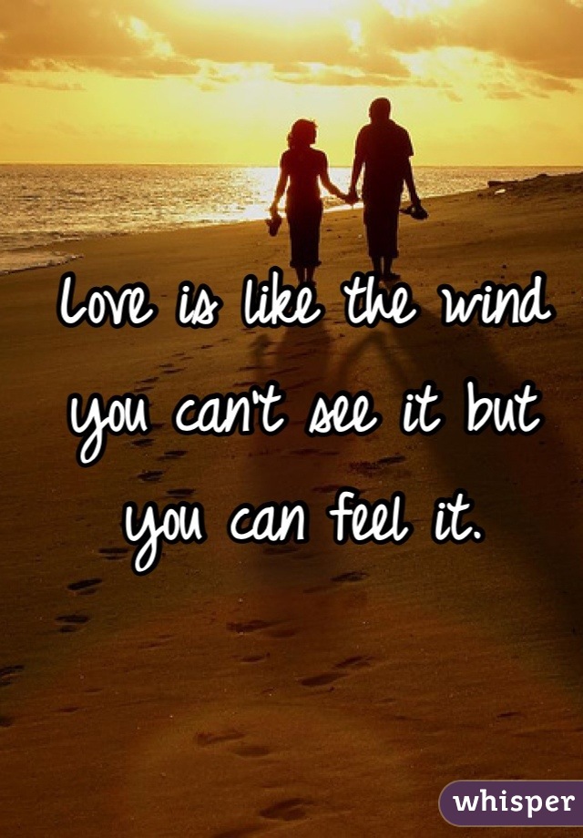 Love is like the wind you can't see it but you can feel it.