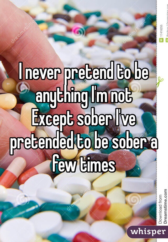 I never pretend to be anything I'm not 
Except sober I've pretended to be sober a few times 