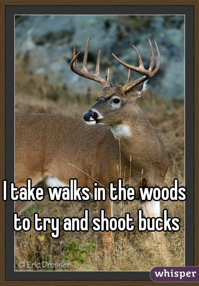 I take walks in the woods to try and shoot bucks