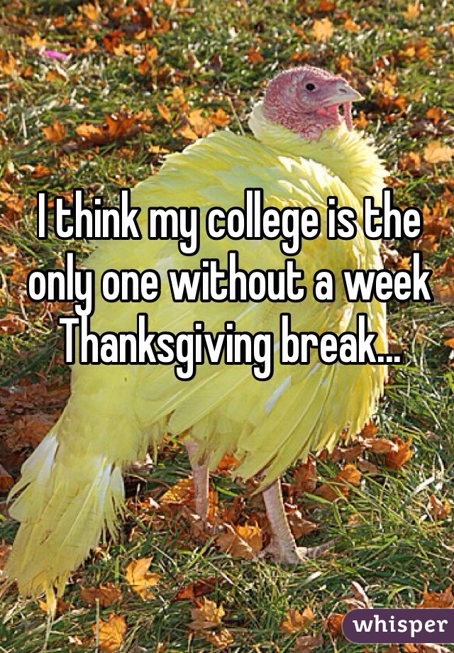 I think my college is the only one without a week Thanksgiving break...