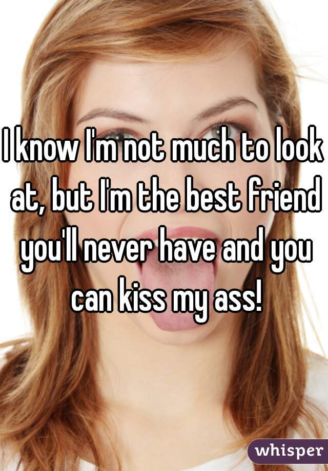 I know I'm not much to look at, but I'm the best friend you'll never have and you can kiss my ass!