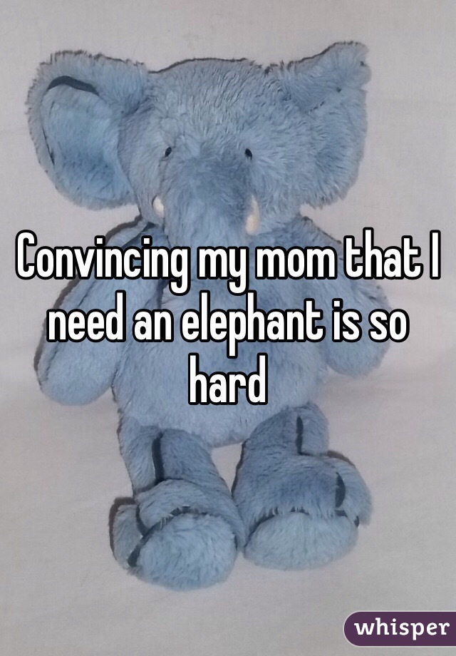 Convincing my mom that I need an elephant is so hard