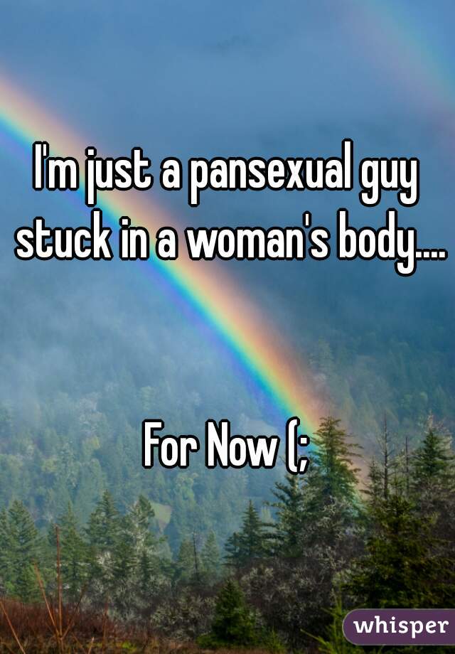 I'm just a pansexual guy stuck in a woman's body....


For Now (;