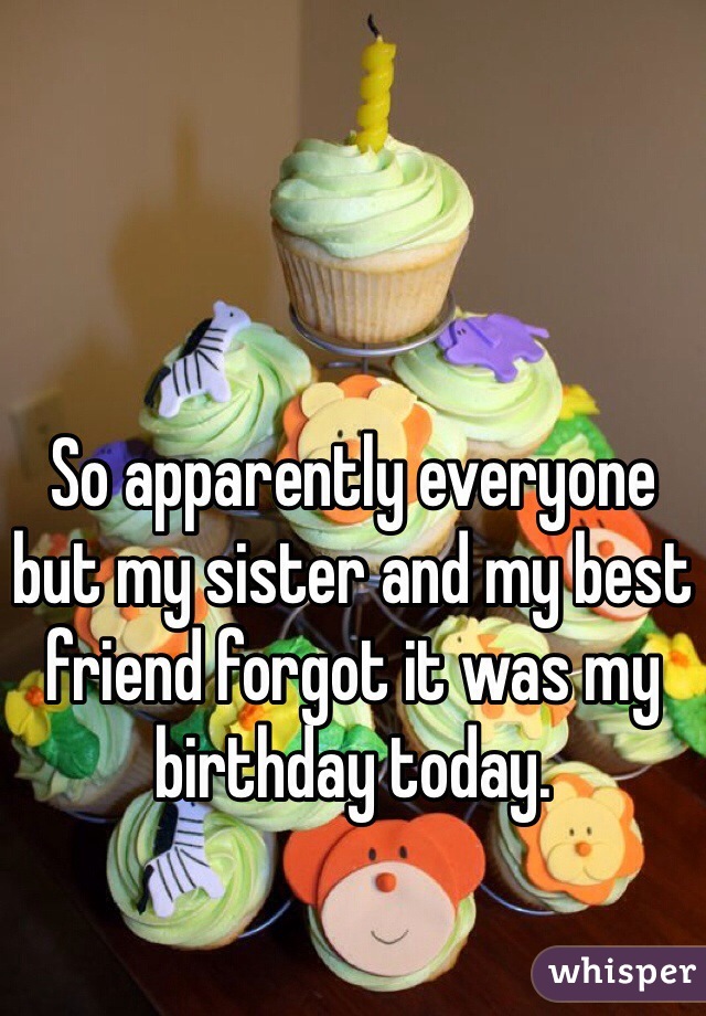 So apparently everyone but my sister and my best friend forgot it was my birthday today. 