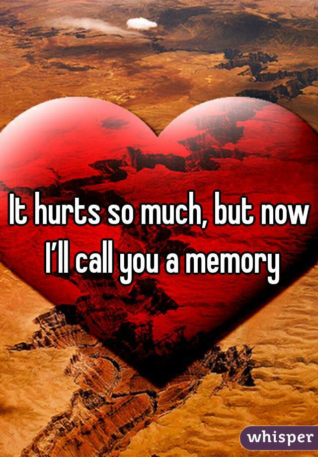 It hurts so much, but now I’ll call you a memory
