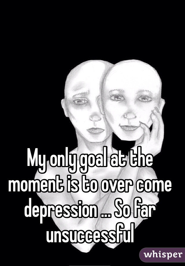 My only goal at the moment is to over come depression ... So far unsuccessful 