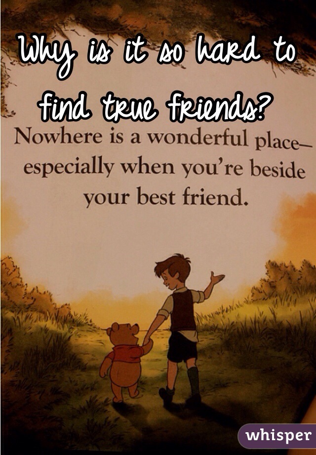 Why is it so hard to find true friends? 