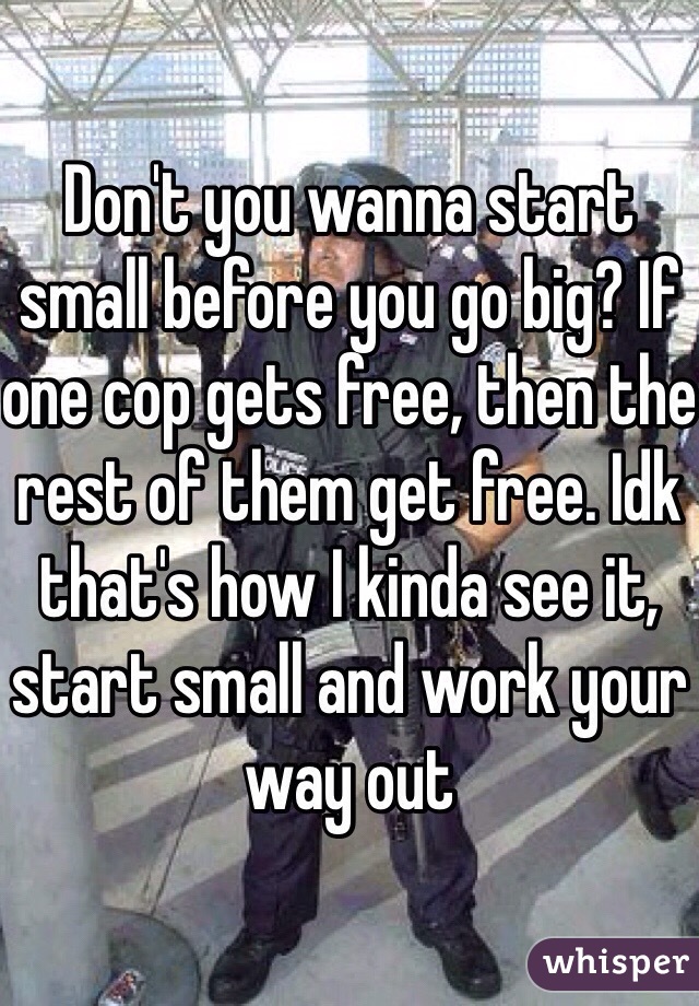 Don't you wanna start small before you go big? If one cop gets free, then the rest of them get free. Idk that's how I kinda see it, start small and work your way out