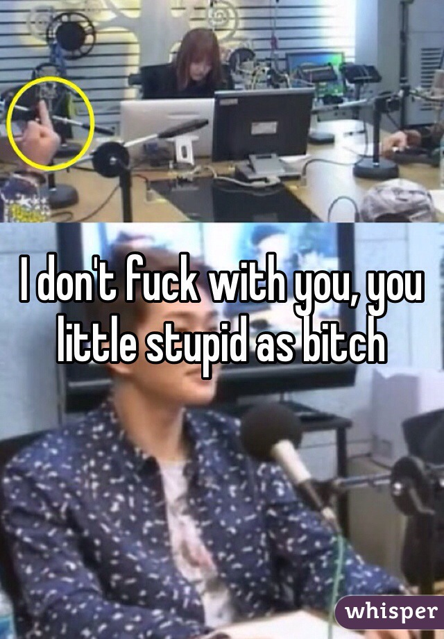 I don't fuck with you, you little stupid as bitch 