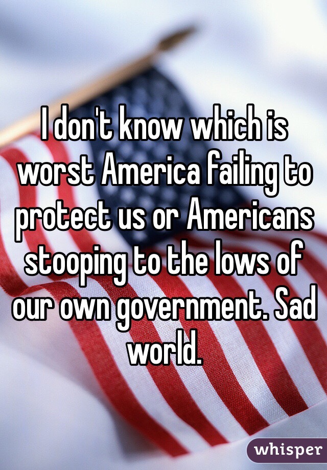 I don't know which is worst America failing to protect us or Americans stooping to the lows of our own government. Sad world.