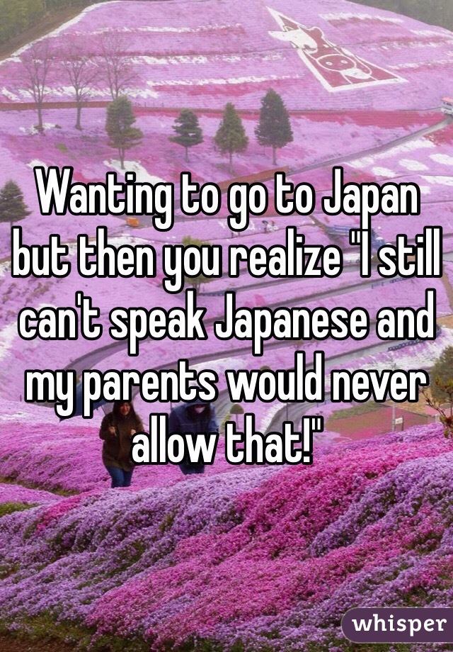 Wanting to go to Japan but then you realize "I still can't speak Japanese and my parents would never allow that!"