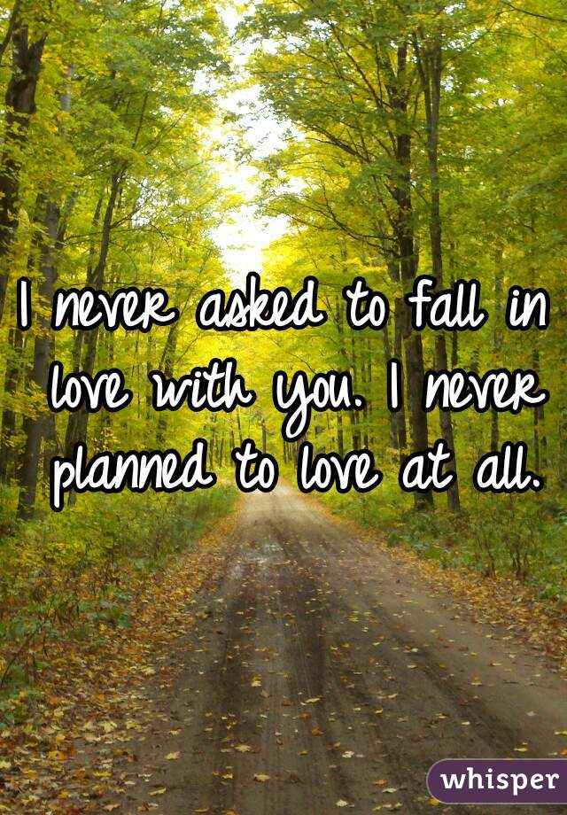 I never asked to fall in love with you. I never planned to love at all.