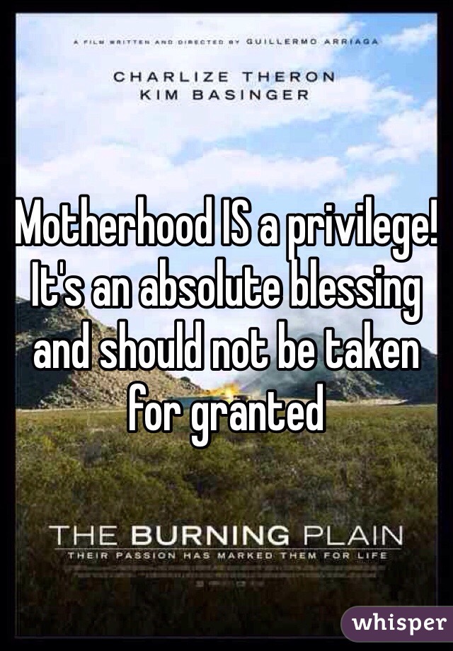 Motherhood IS a privilege! It's an absolute blessing and should not be taken for granted