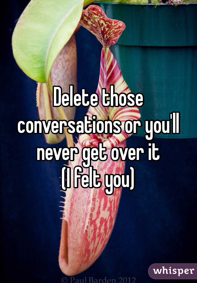 Delete those conversations or you'll never get over it
(I felt you)