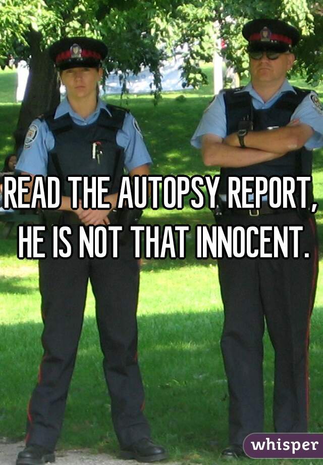 READ THE AUTOPSY REPORT, HE IS NOT THAT INNOCENT.