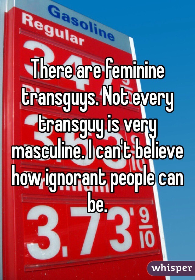 There are feminine transguys. Not every transguy is very masculine. I can't believe how ignorant people can be. 