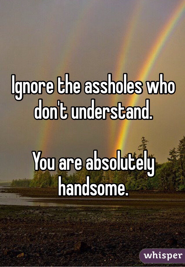 Ignore the assholes who don't understand. 

You are absolutely handsome. 