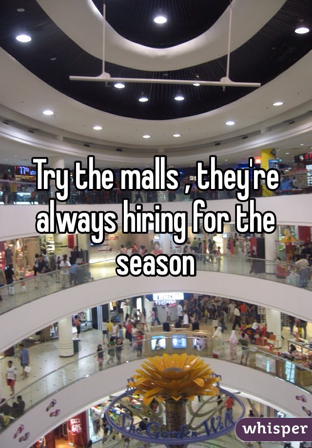 Try the malls , they're always hiring for the season 