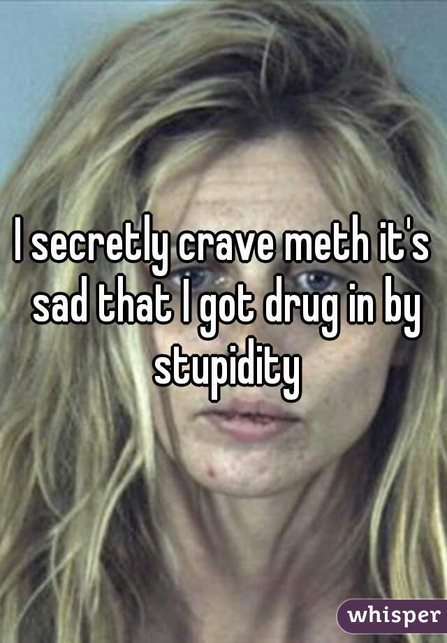 I secretly crave meth it's sad that I got drug in by stupidity