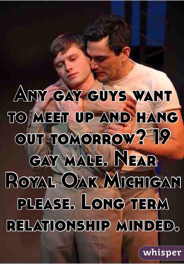Any gay guys want to meet up and hang out tomorrow? 19 gay male. Near Royal Oak Michigan please. Long term relationship minded. 