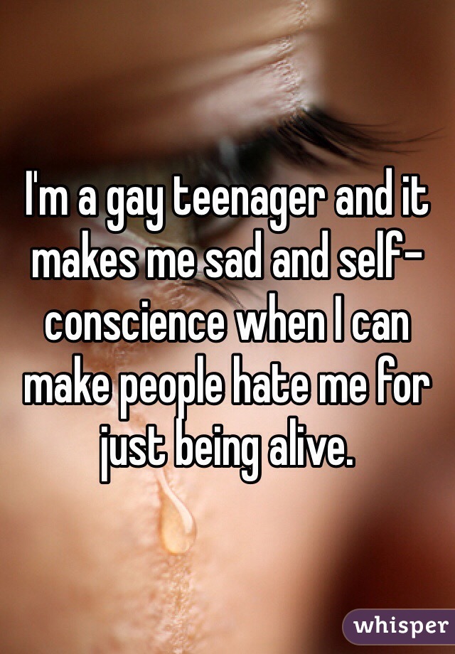 I'm a gay teenager and it makes me sad and self-conscience when I can make people hate me for just being alive.