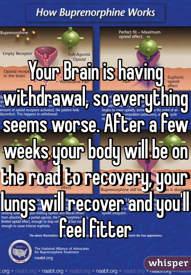 Your Brain is having withdrawal, so everything seems worse. After a few weeks your body will be on the road to recovery, your lungs will recover and you'll feel fitter 
