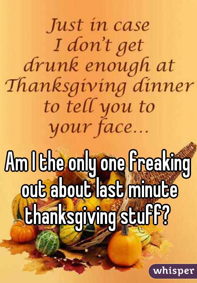 Am I the only one freaking out about last minute thanksgiving stuff? 