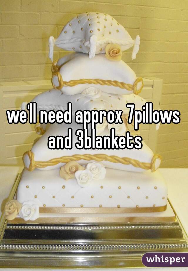 we'll need approx 7pillows and 3blankets