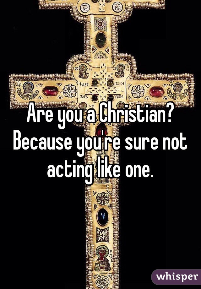 Are you a Christian? Because you're sure not acting like one.