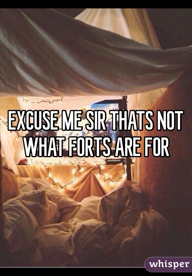 EXCUSE ME SIR THATS NOT WHAT FORTS ARE FOR