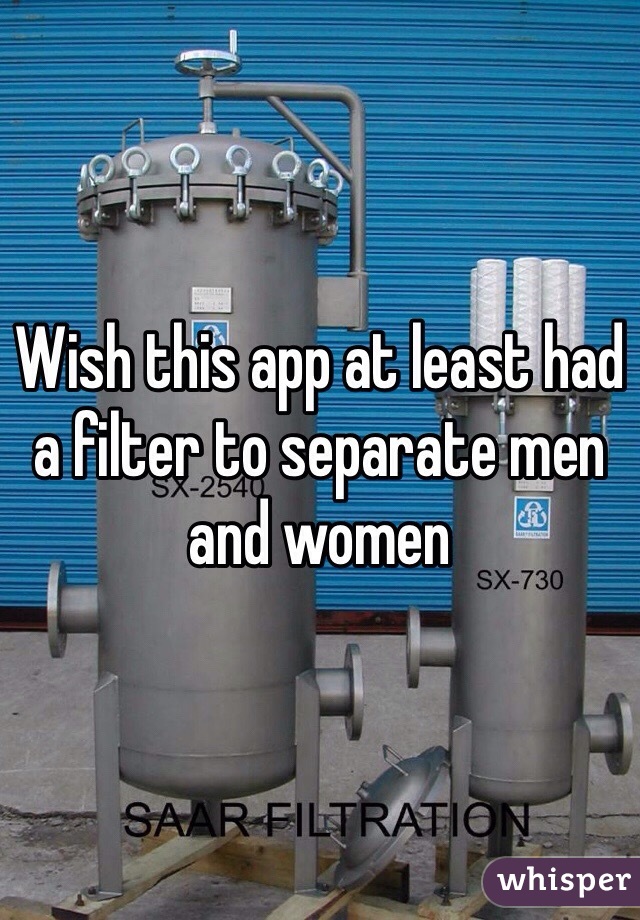 Wish this app at least had a filter to separate men and women