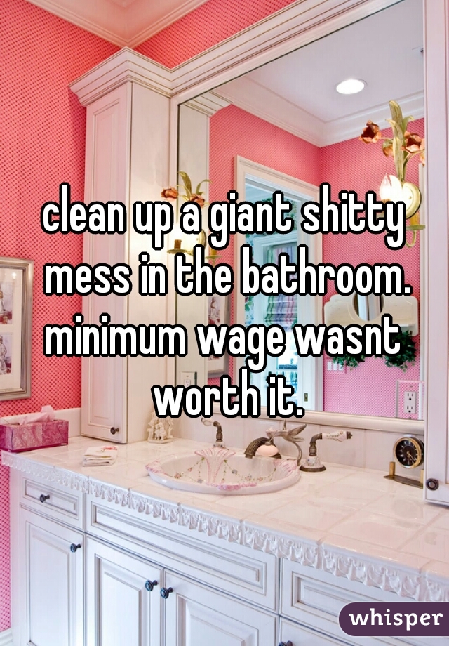 clean up a giant shitty mess in the bathroom.
minimum wage wasnt worth it.