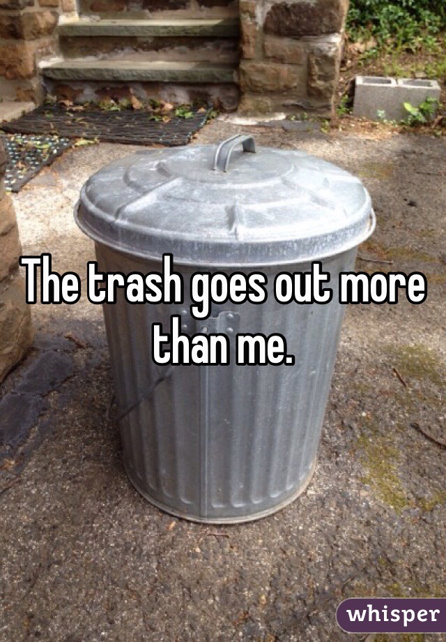 The trash goes out more than me. 