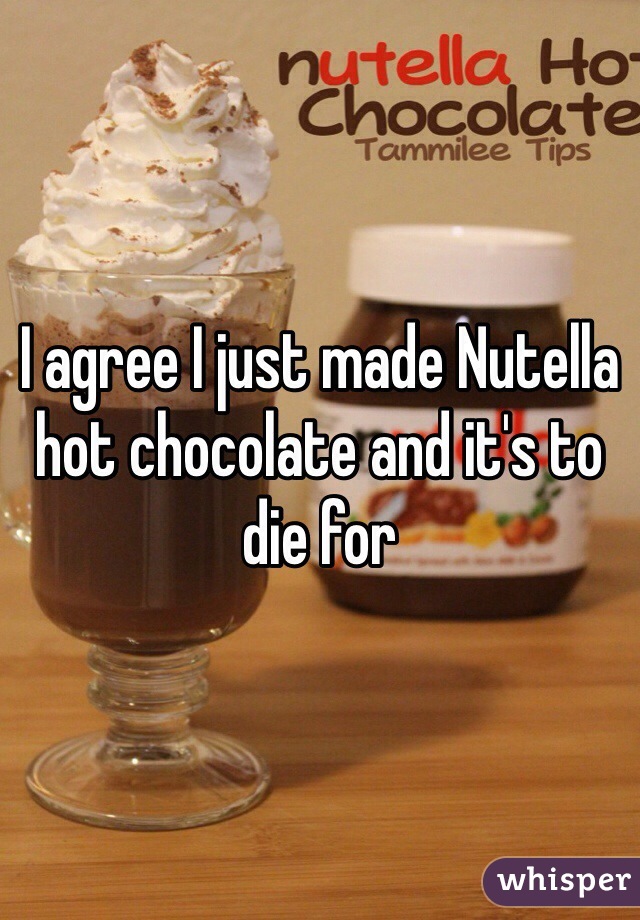 I agree I just made Nutella hot chocolate and it's to die for 