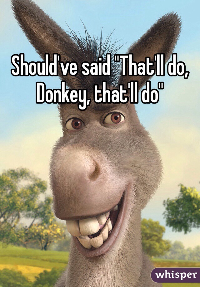 Should've said "That'll do, Donkey, that'll do"