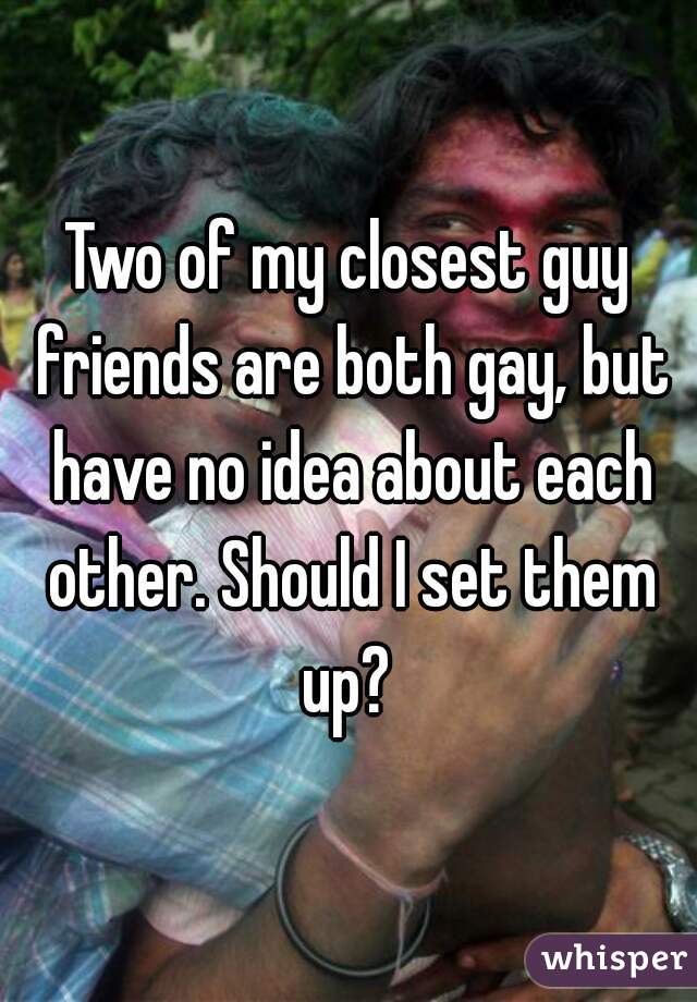 Two of my closest guy friends are both gay, but have no idea about each other. Should I set them up? 