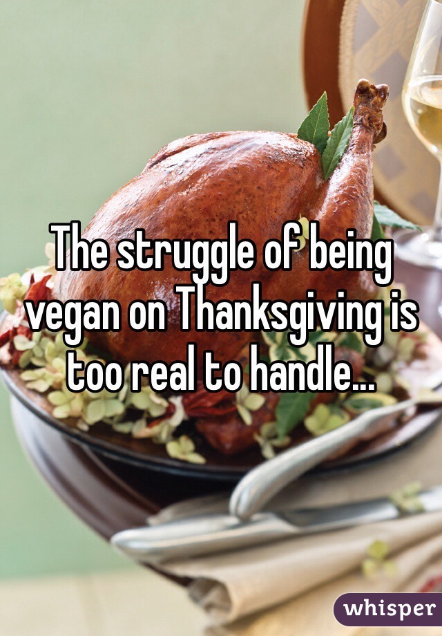 The struggle of being vegan on Thanksgiving is too real to handle...
