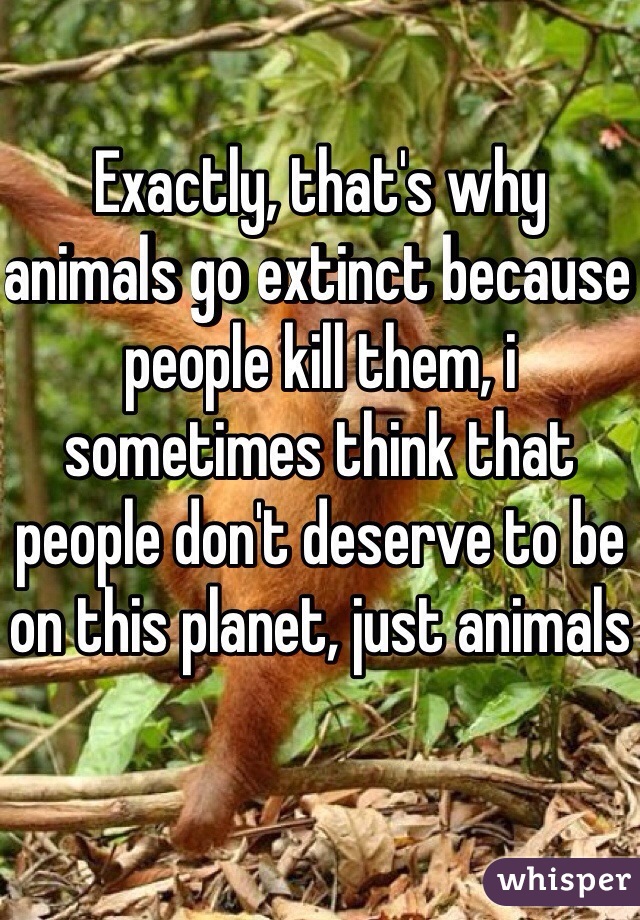 Exactly, that's why animals go extinct because people kill them, i sometimes think that people don't deserve to be on this planet, just animals