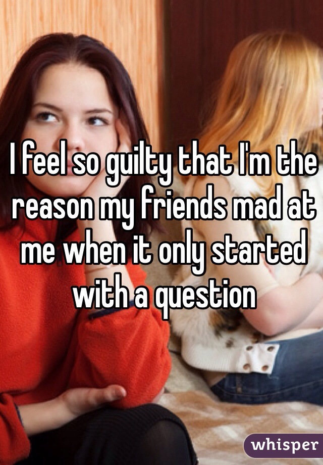 I feel so guilty that I'm the reason my friends mad at me when it only started with a question