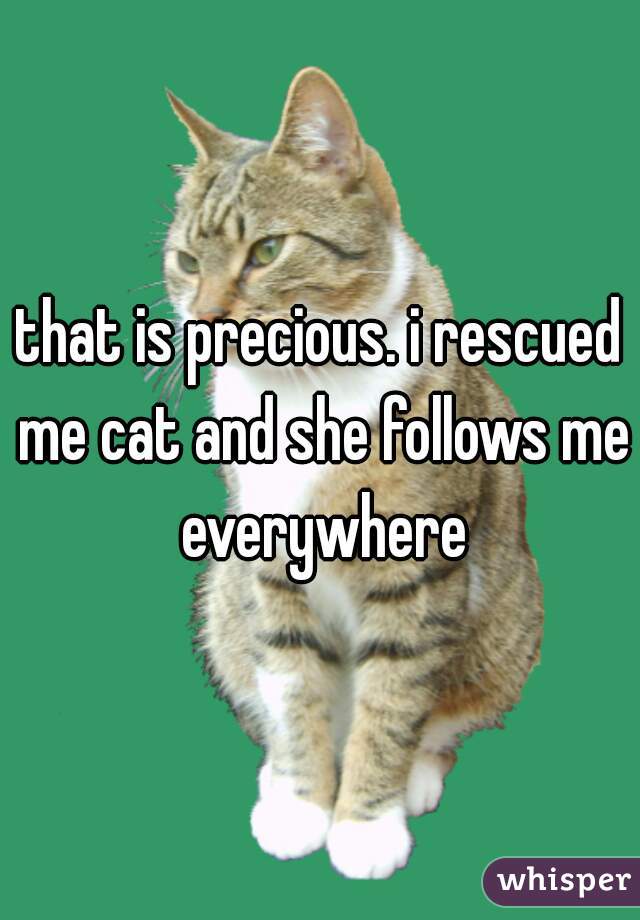 that is precious. i rescued me cat and she follows me everywhere