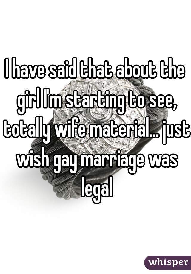 I have said that about the girl I'm starting to see, totally wife material... just wish gay marriage was legal