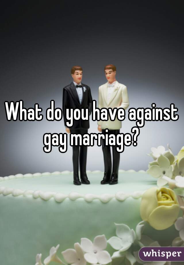 What do you have against gay marriage? 
