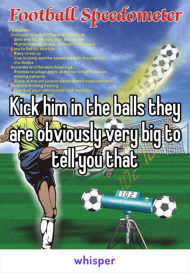 Kick him in the balls they are obviously very big to tell you that