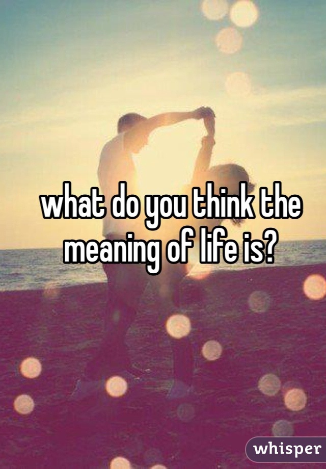 what do you think the meaning of life is?